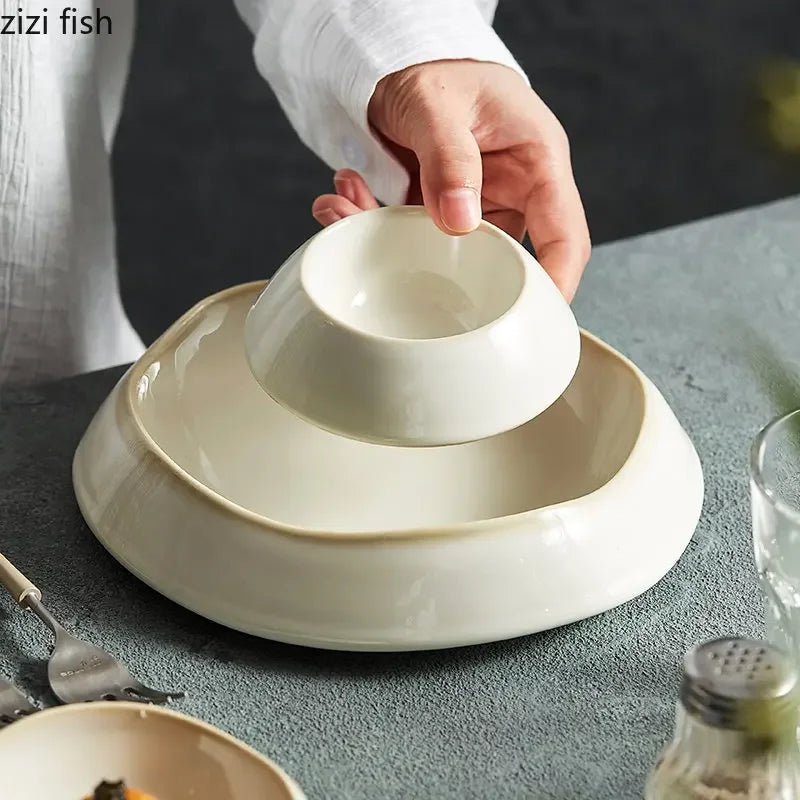 Ceramic Dinner Plate Family Steak Plate Pasta Plates Dessert Dish Cake