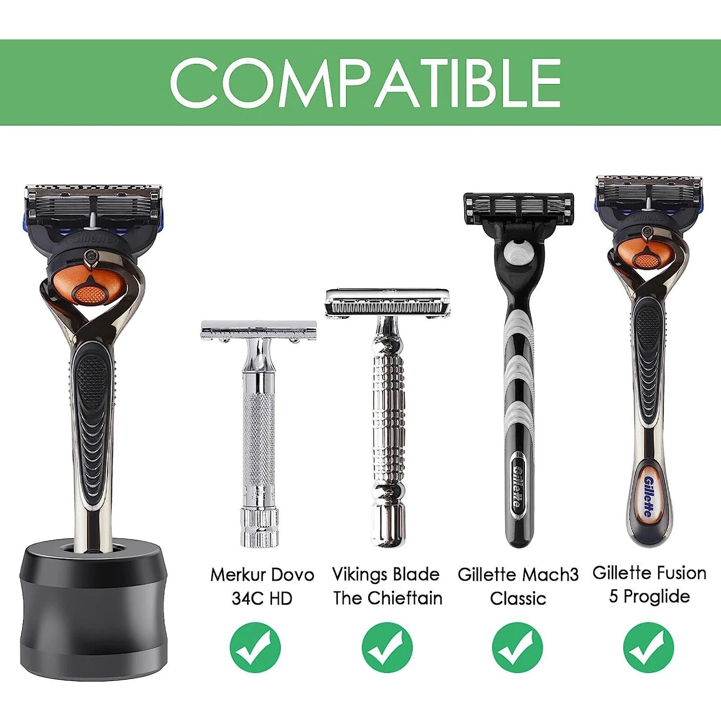 Safety Razor Stand, Aluminum Alloy Men's Shaving Stand for Bathroom