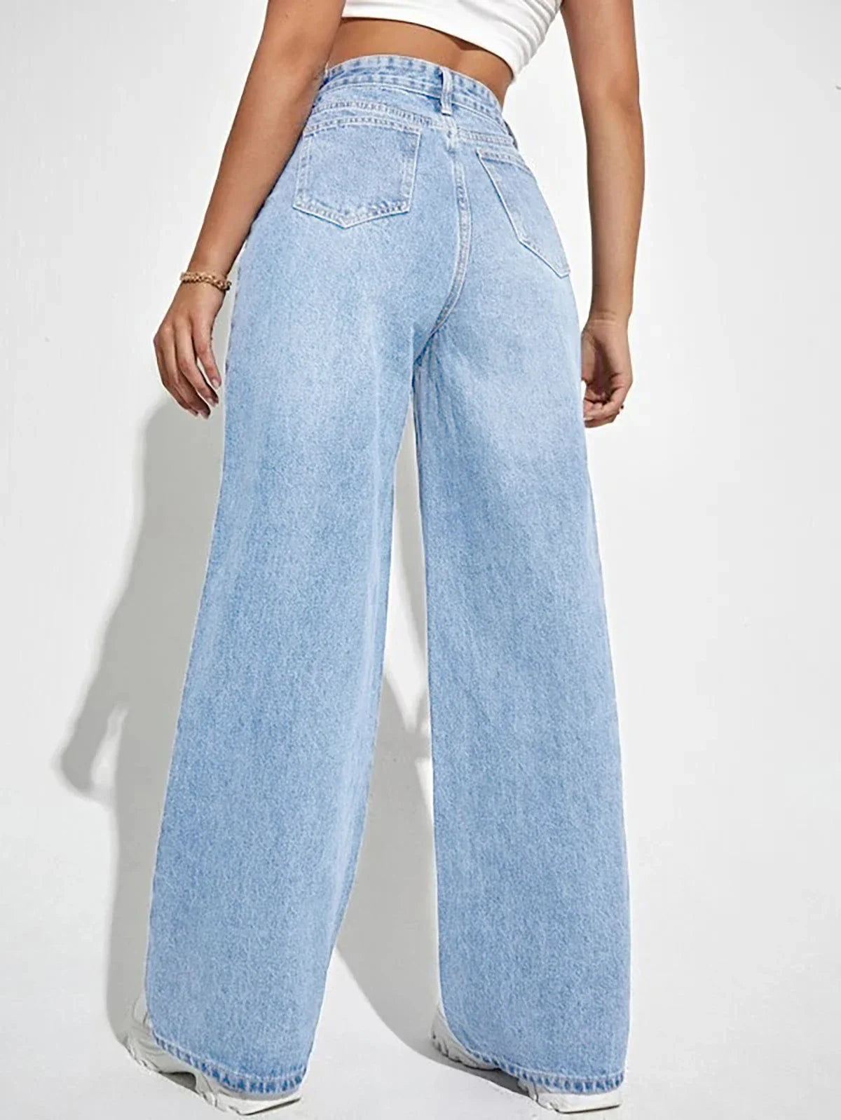 2024 new women's wear European and American loose Denim wide leg pants