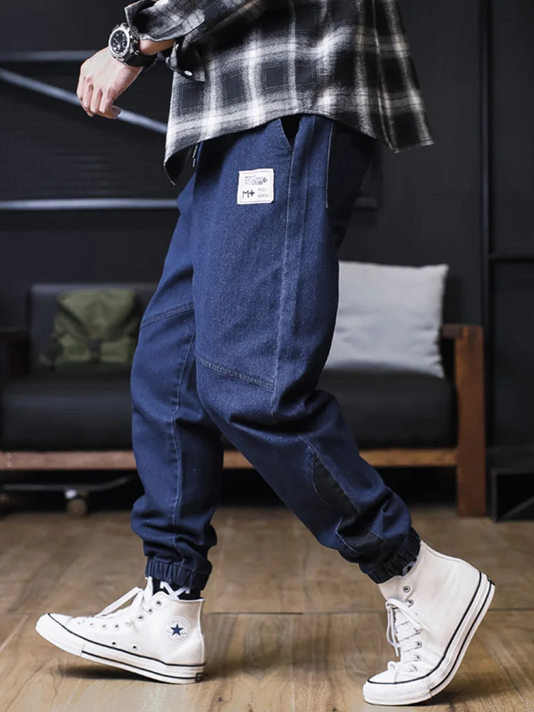 Plus Size Jeans Men Loose Joggers Streetwear Harem Jeans Cargo Pants