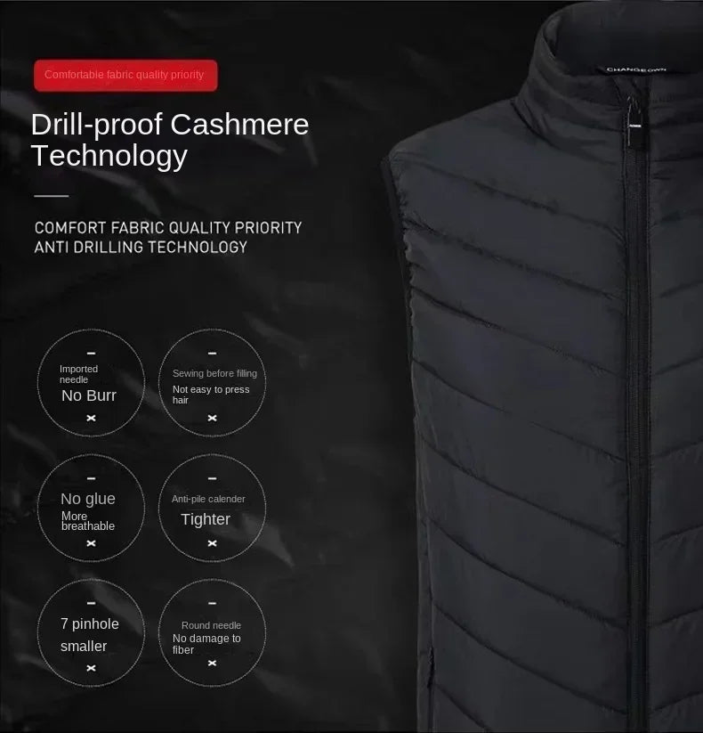 21 Zone Heating Vest Men's USB Infrared Thermal Jacket Smart Heating