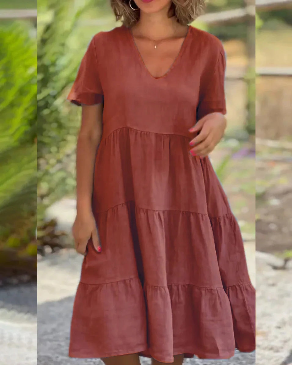 Cotton And Linen Casual Women's Dresses 2023 Spring/Summer Sweet