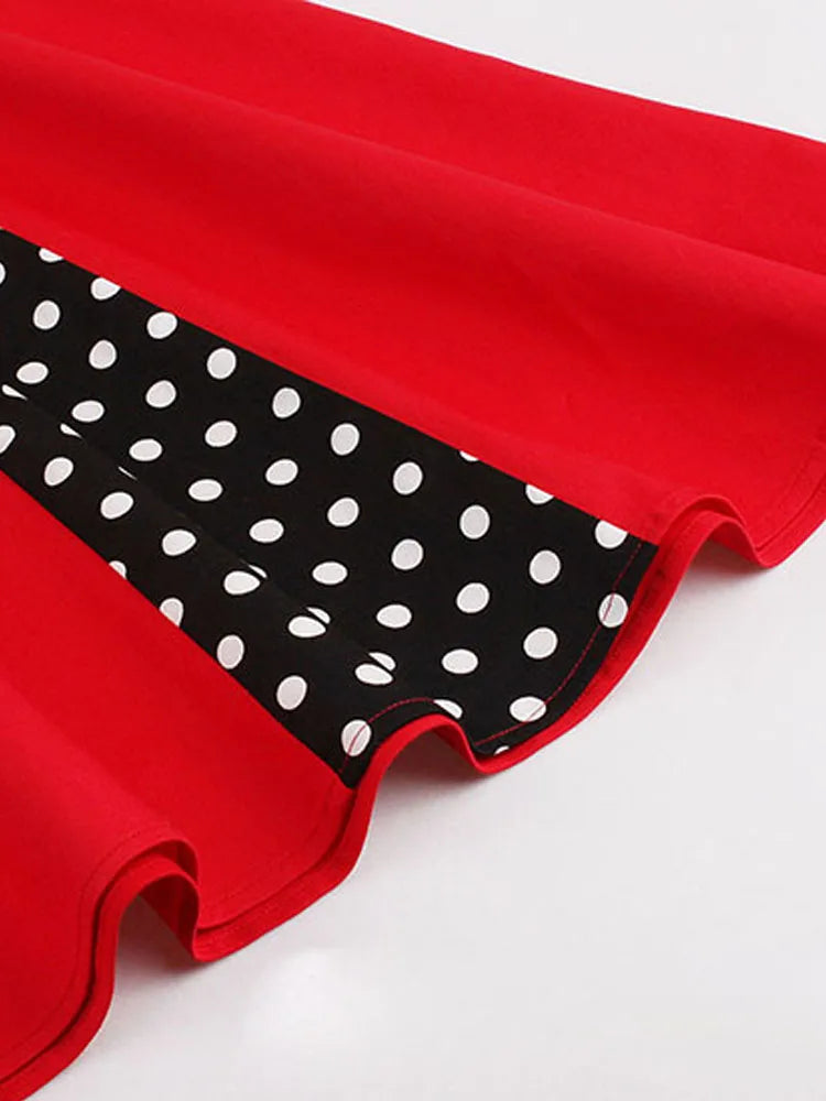 S-5XL Women Robe Retro Vintage Dress 50s 60s Rockabilly Dot Swing Pin