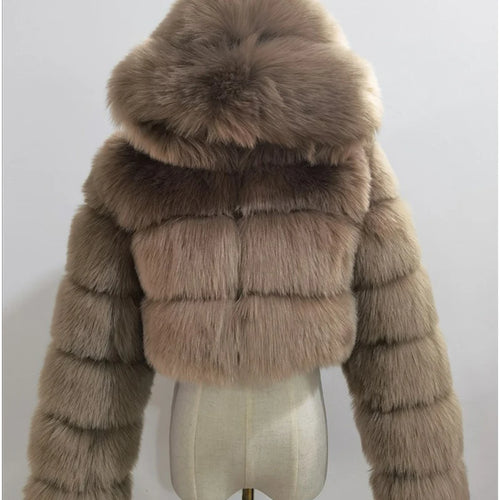 High Quality Furry Cropped Faux Fur Coats and Jackets Women Fluffy Top