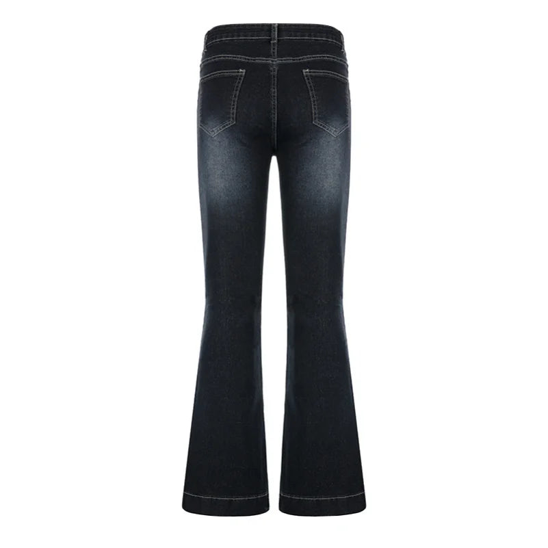 New Flare Jeans Women's Low Waist Trousers Vintage Aesthetic Denim