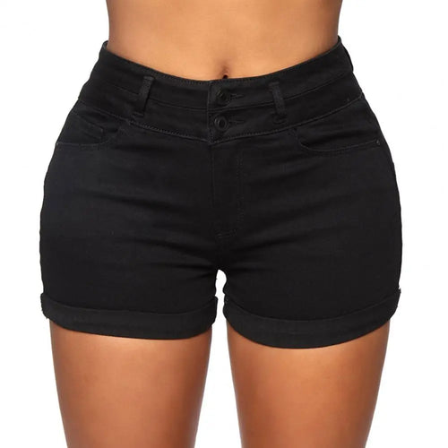 2024 Summer New Black and White High Waist Denim Shorts For Women