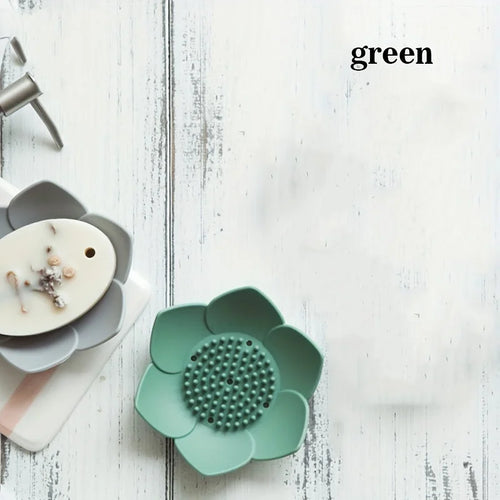 1pcs Bathroom Soap Box Lotus Design Soap Holder Silicone Soap Box