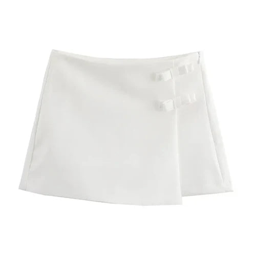 TRAF 2024 Pink White Mini Skirt Woman Fashion Bow Skort For Women