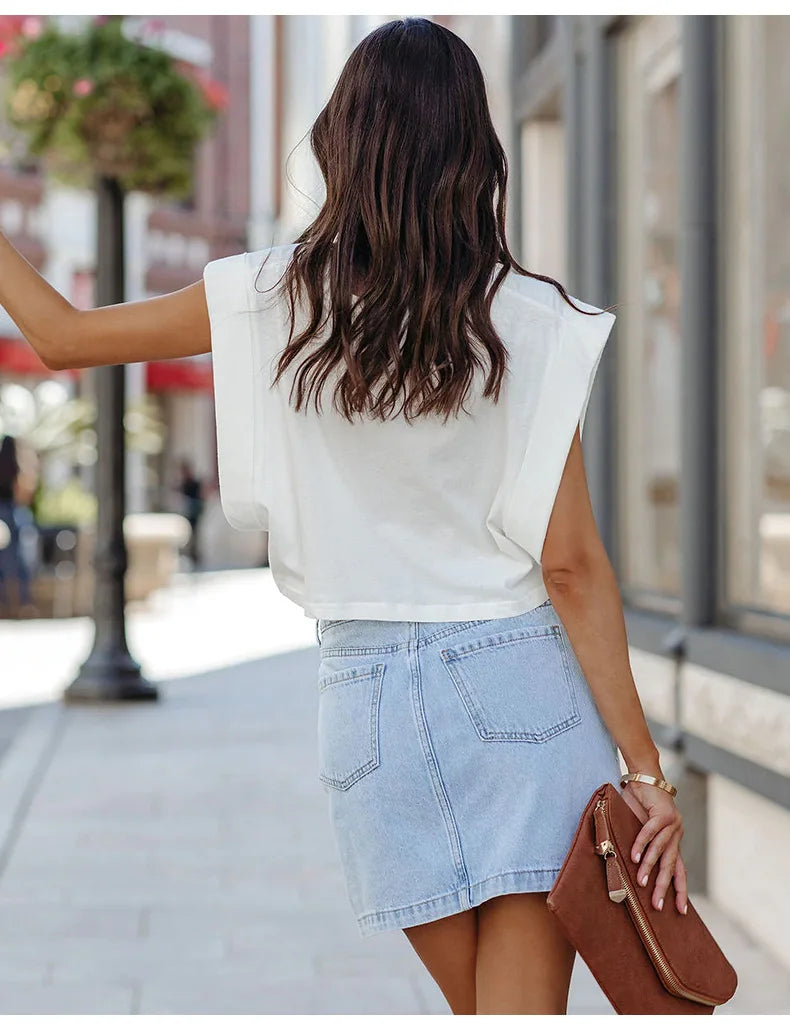 2022 Summer New Woman Irregular Denim Skirt Fashion Sexy High Stretch