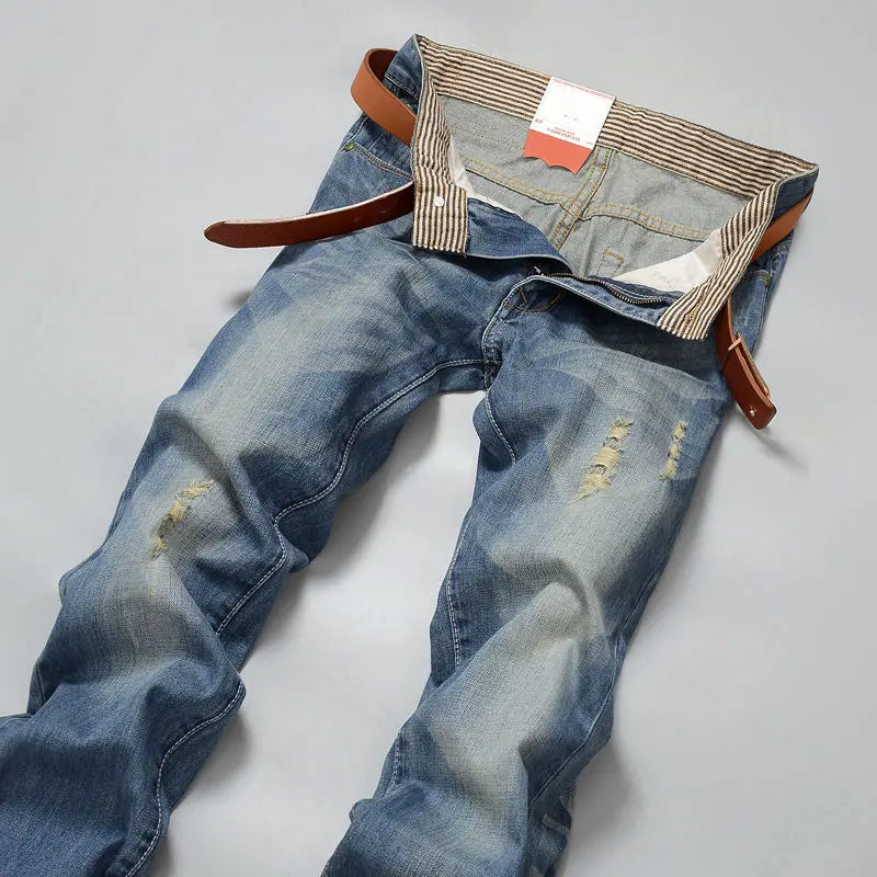 New Men's Spring Autumn Jeans Classic Male Skinny Straight Stretch