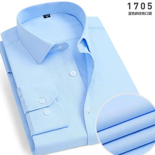 Spring New Men's Striped long-sleeved Shirt Non-ironing Anti-wrinkle