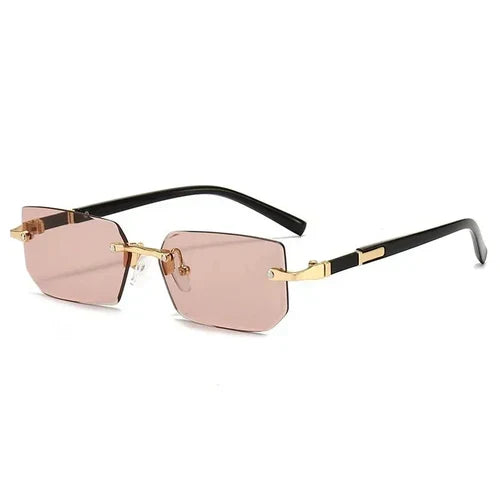 Vintage Rectangle Oval Sunglasses Women Men Metal Frame Clear Lens