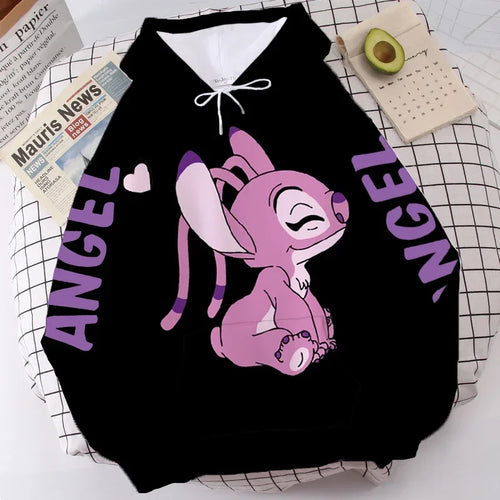 Disney Hoodie Fashion Stitch Angel Monster Letter Cartoon Sweatshirt