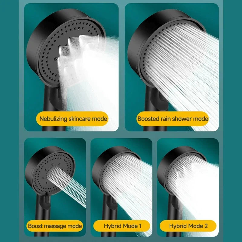 5 Modes Pressure Boost Shower Head Multifunction Adjustable Large