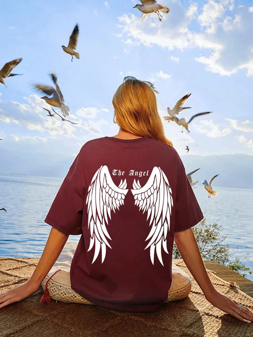 Dark Angel Wing Hot sale Graphic Printed T-Shirts For Women Loose