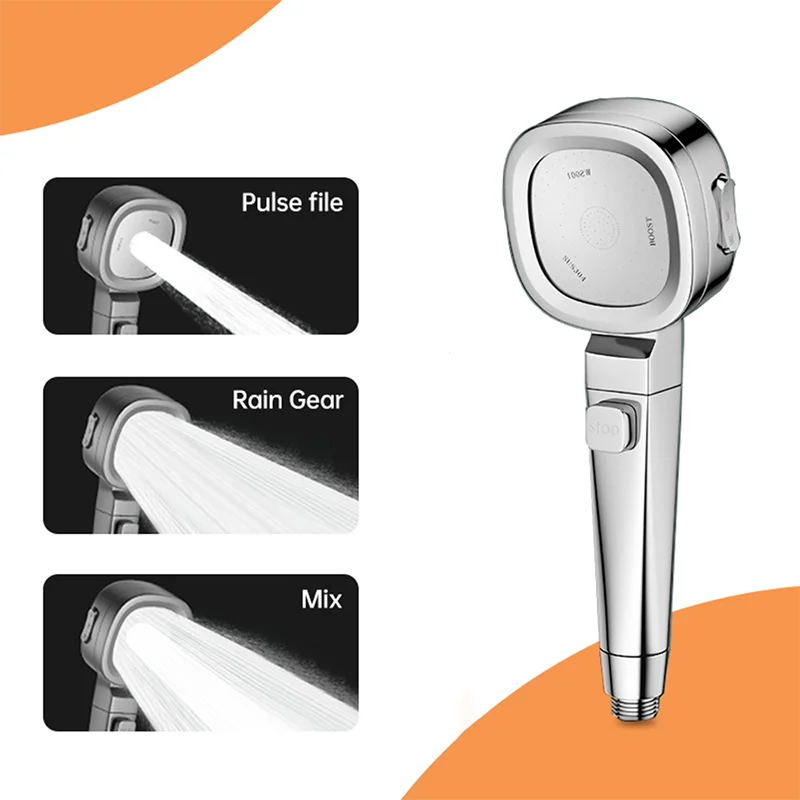 Musurjoy Bathroom Booster Shower Head, 3 Mode Adjustable Spray,