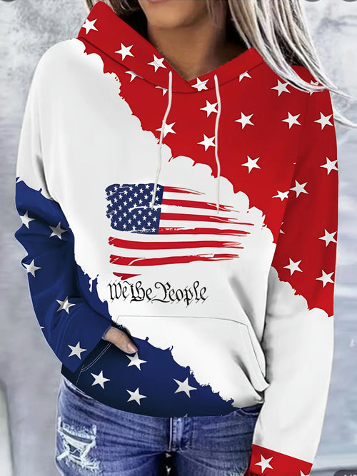 American Flag & Blessed 3d Print Hoodie Women Fashion Oversized