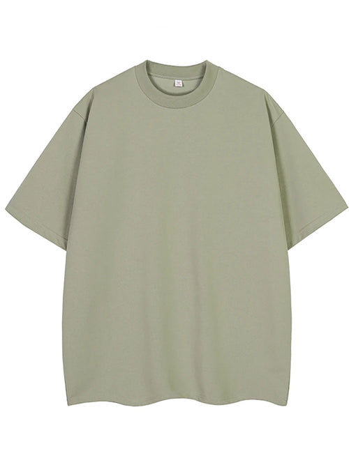 260G Heavy Cotton Summer T Shirt Men Korean Fashion Short Sleeve Loose