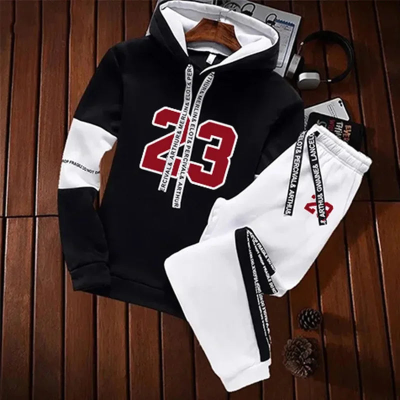 Sweatshirts for Men Casual Men's Set Hoodie Sports Pants and