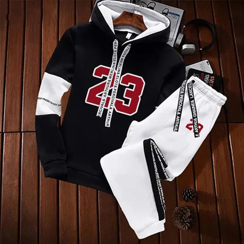 Sweatshirts for Men Casual Men's Set Hoodie Sports Pants and