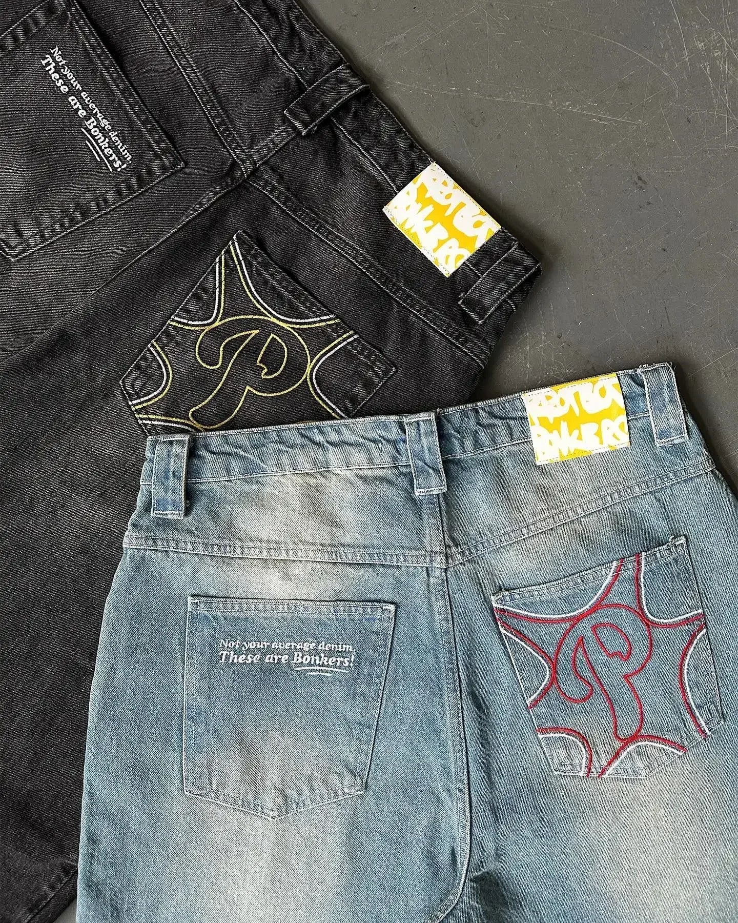 Streetwear PROTECT Jeans Y2K mens Pants Harajuku Hip Hop Letter
