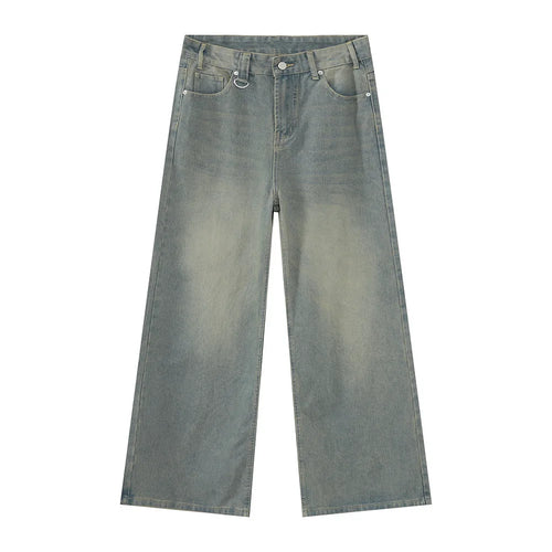 Retro Men's Denim Pants Y2K High Street Wide Leg Loose Denim Pants