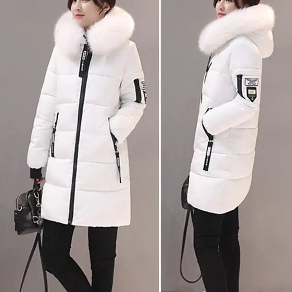 2024 New Winter Coat Women's Jacket Fur Neckline Long Basic Coats