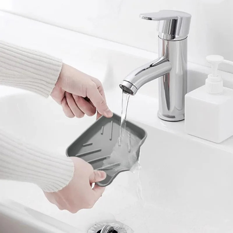 Kitchen Sink Sponge Holder Silicone Soap Dish Bar Soap Holder Self