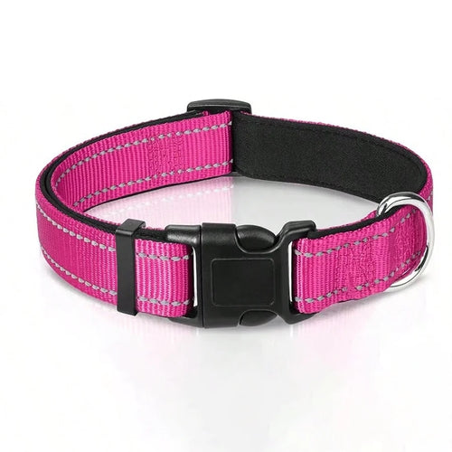 Reflective Dog Collar Soft Padded Breathable Safety Stripes Adjustable