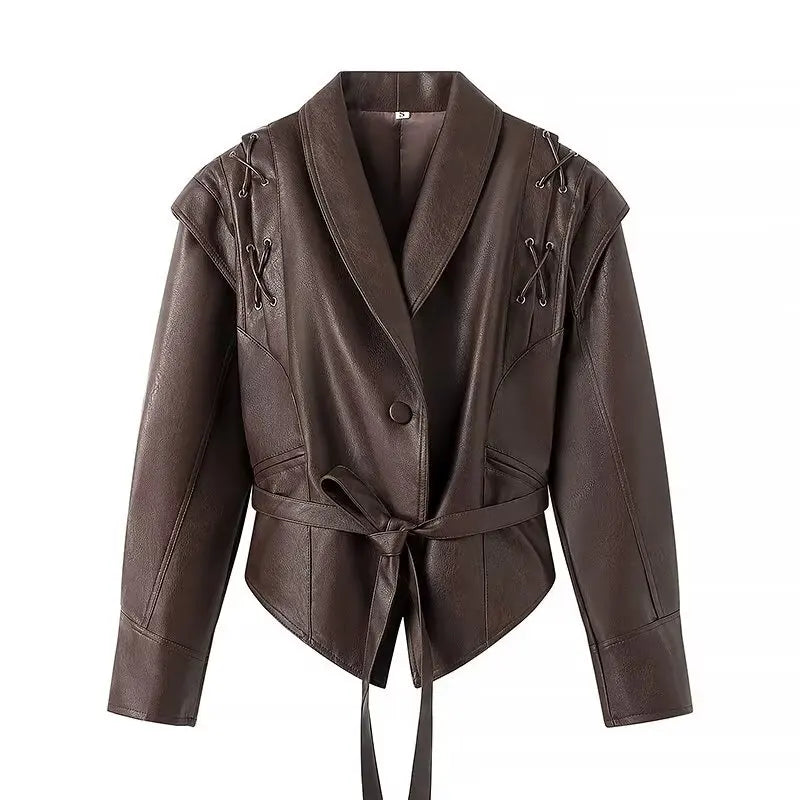 Suninheart Autumn and Winter Faux Leather Jackets for Women 2024 Chic