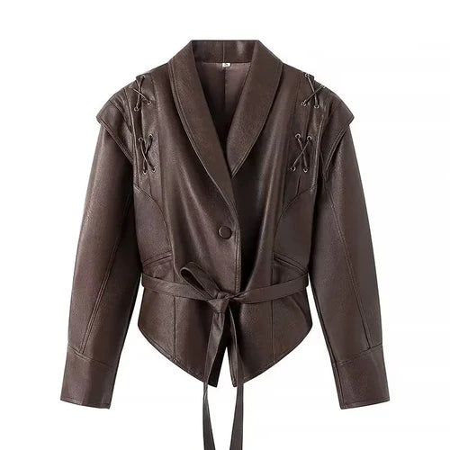 Suninheart Autumn and Winter Faux Leather Jackets for Women 2024 Chic