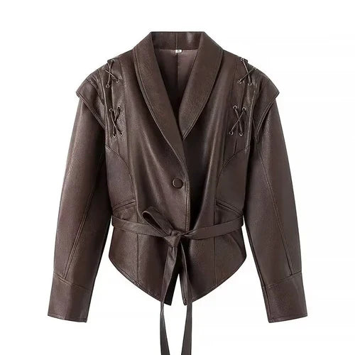 Suninheart Autumn and Winter Faux Leather Jackets for Women 2024 Chic