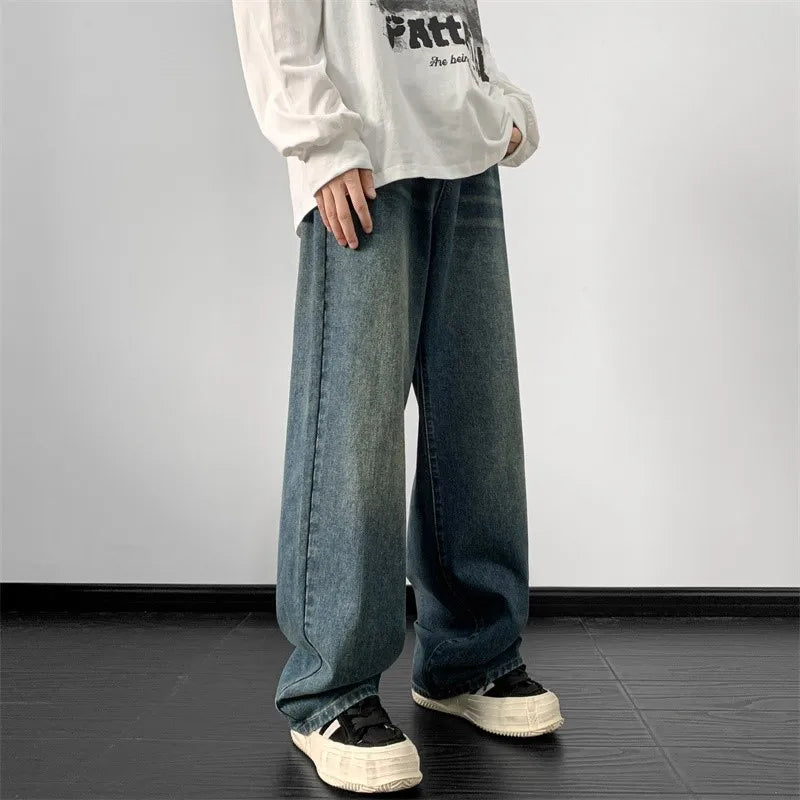 Jeans men Wide Leg Jeans Male Loose Straight Denim Pants 2024 Autumn