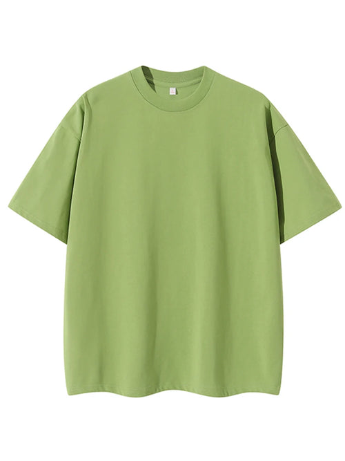 260G Heavy Cotton Summer T Shirt Men Korean Fashion Short Sleeve Loose