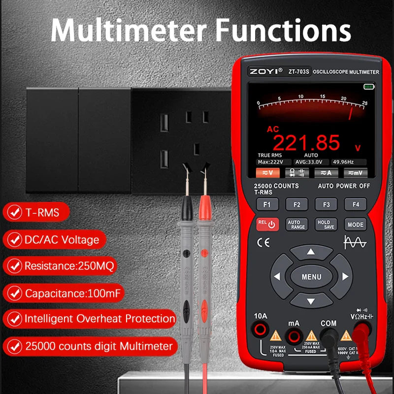 ZT-703S 3 in 1 Handheld Oscilloscope Automotive Dual Channel 50MHz