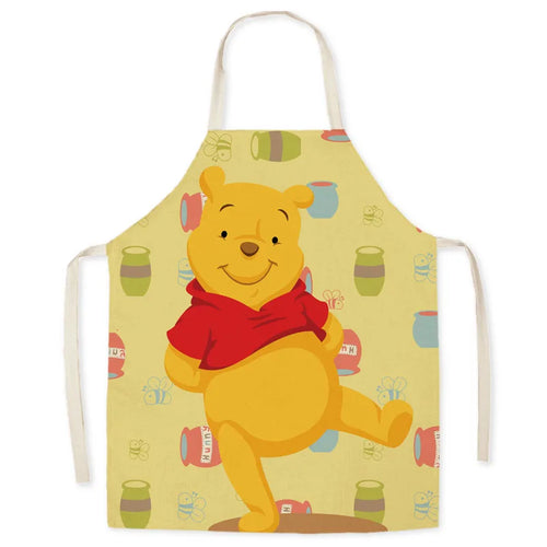 Disney Winnie the Pooh Apron Linen Cartoon Printing Apron Man Woman