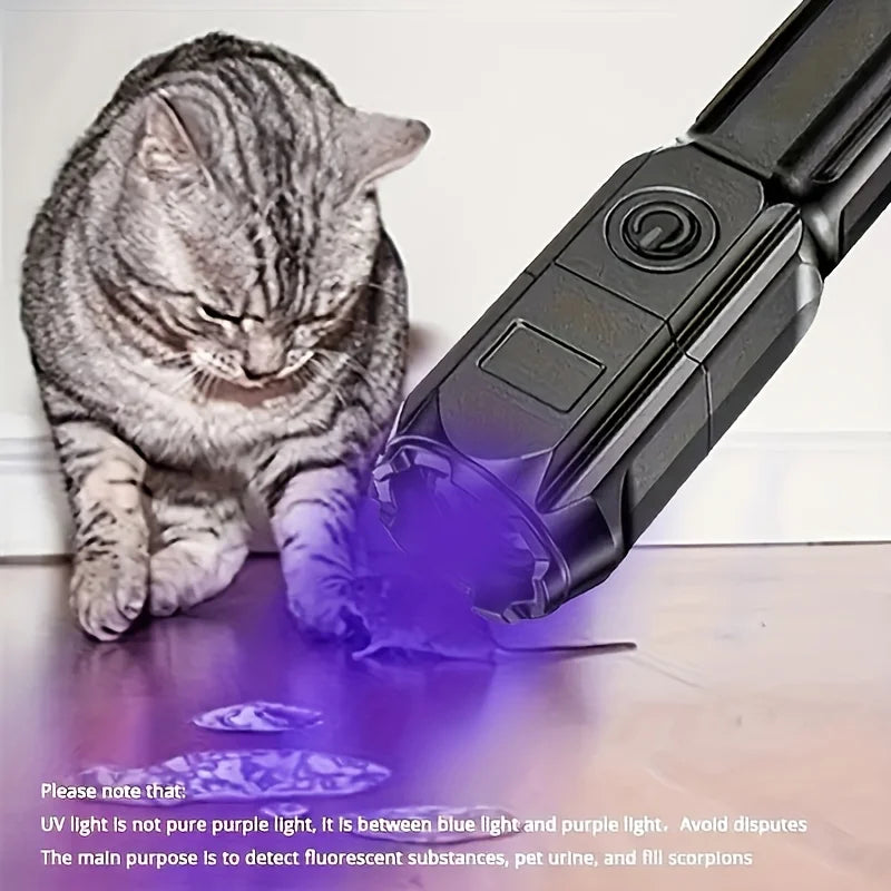 Portable UV Flashlight UV395NM Zoomable ABS Torch 3 Modes Camping