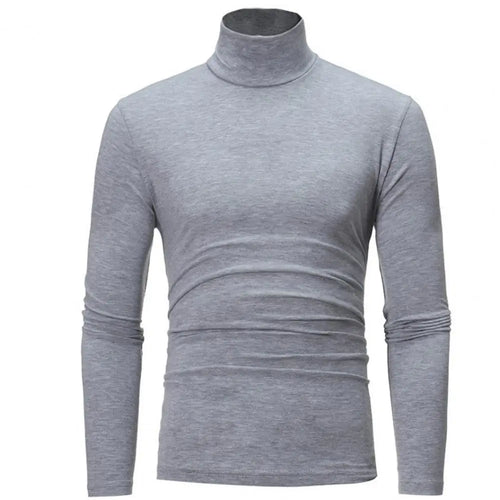 2021 New Men's Solid Color Turtleneck T Shirts Male Slim Fit Long