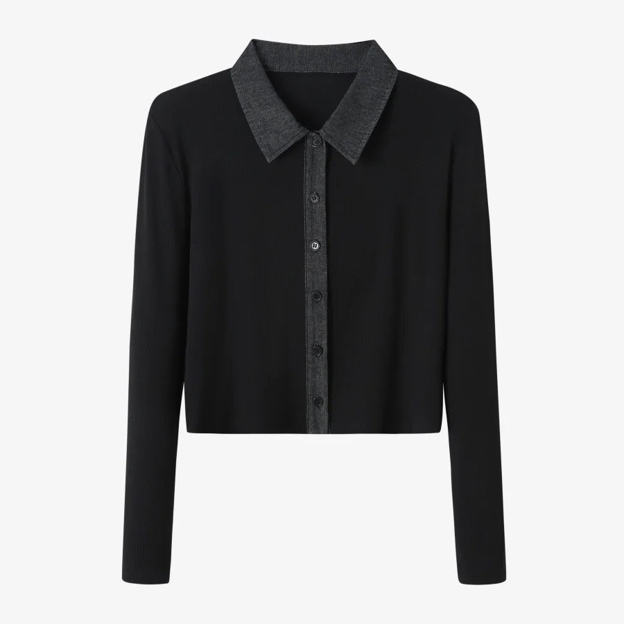 AS AW25 new design ribbing cardigan with denim collar + sleeveless maxi dress matching set for woman clothes