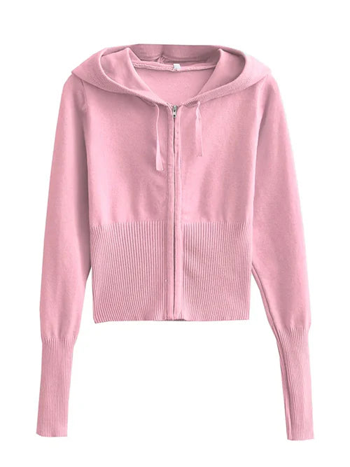 Tossy Knit Fashion 2 Piece-Set Trousers Hoodie Tracksuit Women Crop