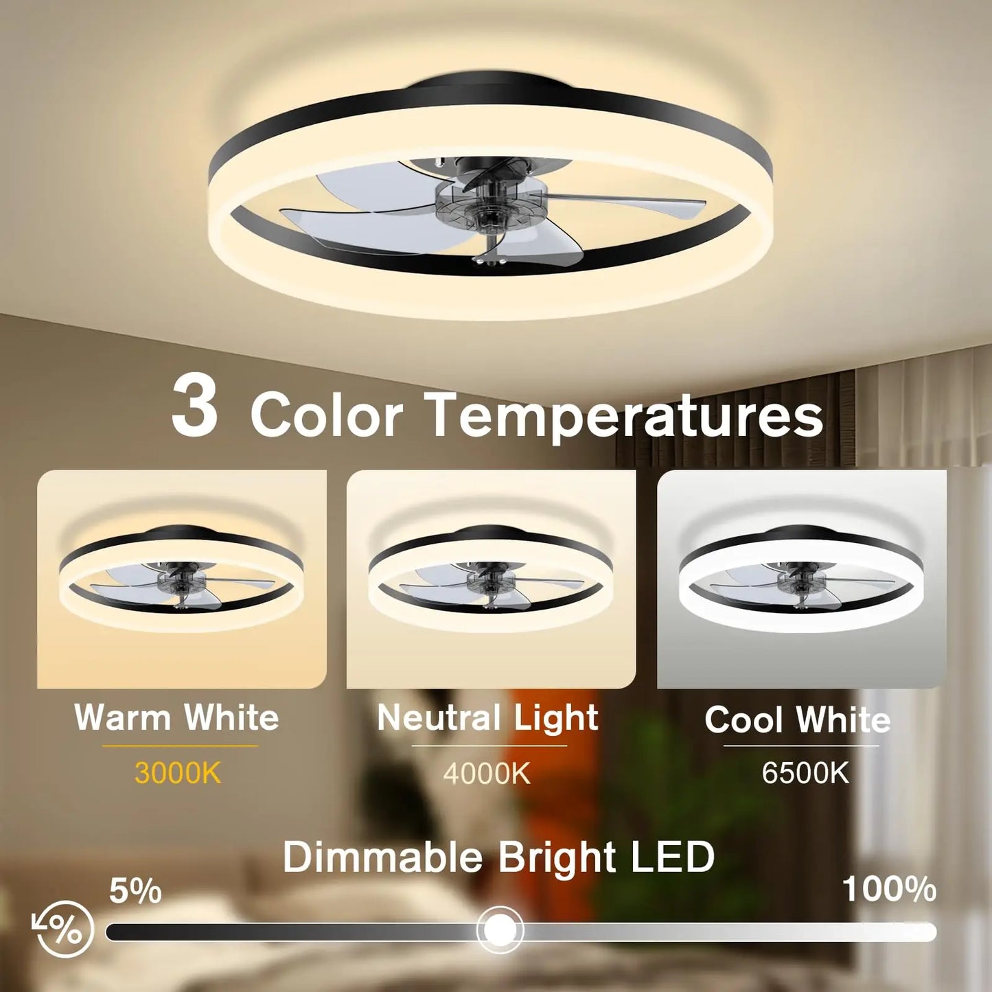 Simple LED Ceiling Fan Light Remote Control with Infinite Dimming 6