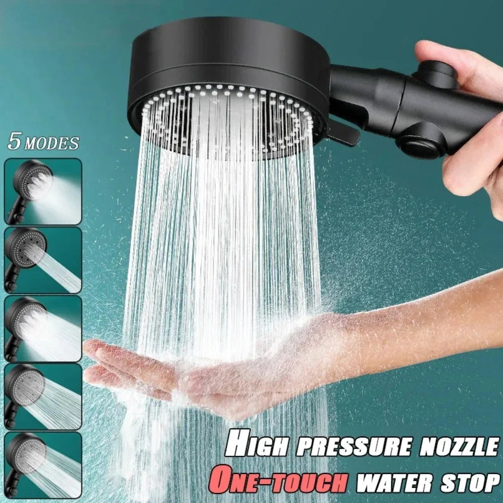 5 Modes Adjustable Showerheads High Pressure Shower Head with Hose