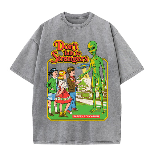 Cartoon Alien Classic Communication Print Women T-shirt Breathable