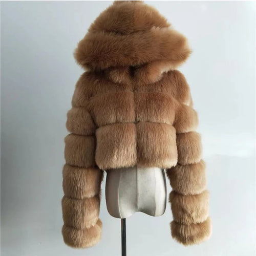 High Quality Furry Cropped Faux Fur Coats and Jackets Women Fluffy Top
