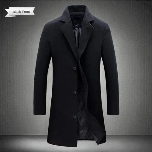 2024 Spring Autumn New Long Cotton Coat New Wool Blend Pure Color