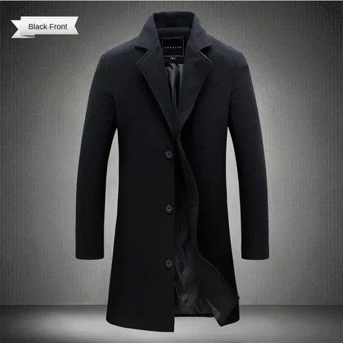 2024 Spring Autumn New Long Cotton Coat New Wool Blend Pure Color