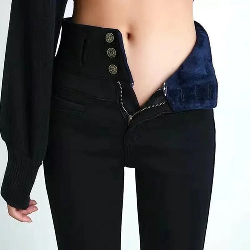 S-5XL Plus Velvet White Jeans Women High Waisted Skinny Leggings Long