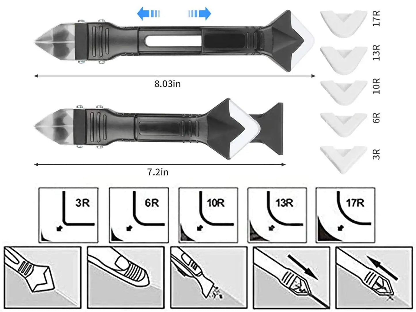 Silicone Caulking Tool 5 in 1 Multi-function Scraper Tool Grout and