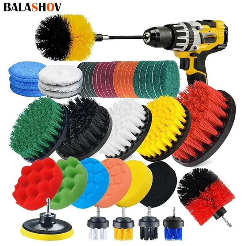 Electric Drill-Brush Head Kit Attachment Power Scrubber Brush For