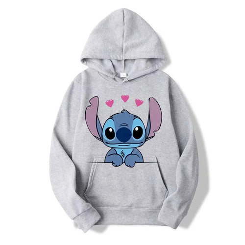 Disney Stitch Cartoon Anime Women Pullover Spring Autumn Men Oversized